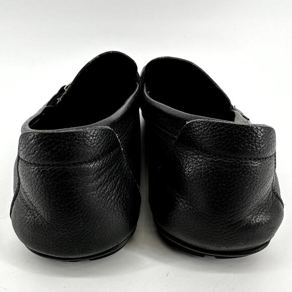 Salvatore Ferragamo Gancini Driving Loafers Pebbled Leather Slip On Black 6.5EE main image 3